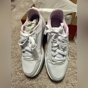 Puma White and Pink Kids Sneakers